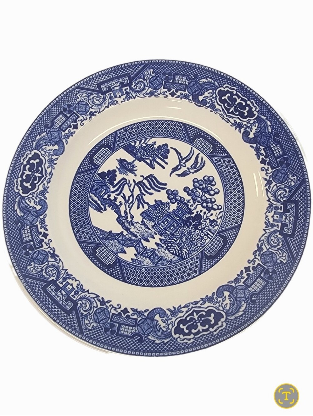 Vintage 2 Blue & White Willow Ware.       M52 9" For Your Plate Wall